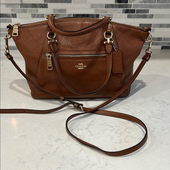Coach Brown Leather Satchel Bag 2-Handles Adjustable Strap Zipper Closures - Picture 1 of 13